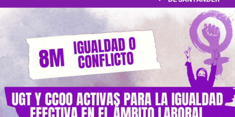 CCOO y UGT se concentran en Santander para reivindicar la igualdad efectiva en el ámbito laboral