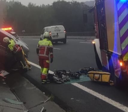 Herido grave un varón tras un accidente en la A-8 a su paso por Liendo